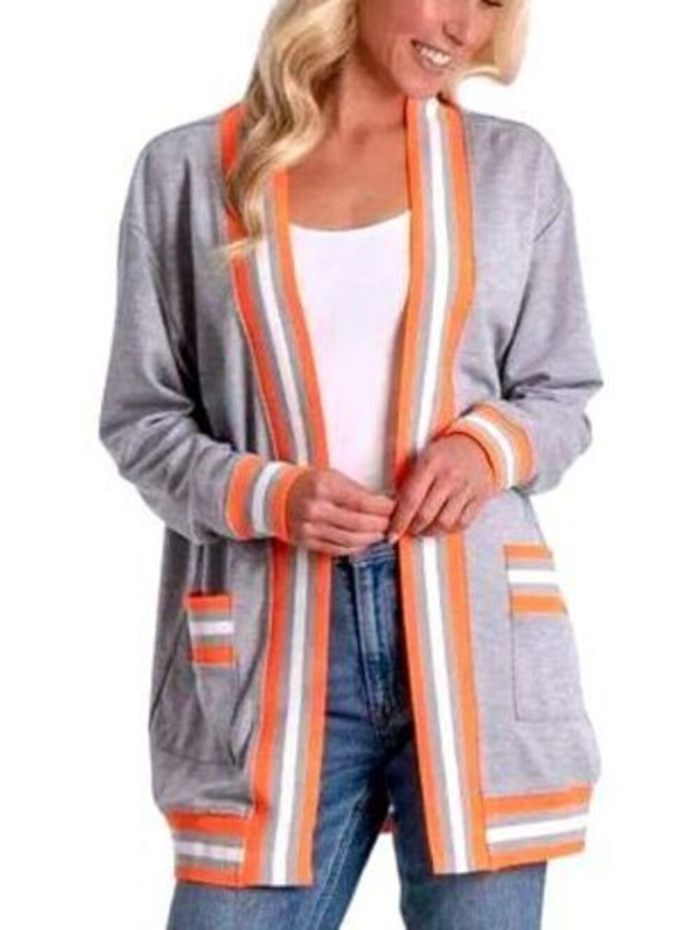 HAUTE SHORE Womens (One Size) Heather Gray Open-Front Cardigan Cody Hip
